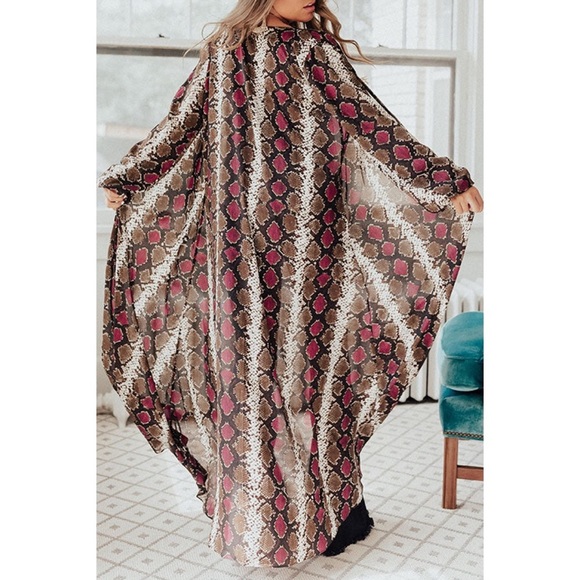 Buddy Love Tops - Buddy Love snake print duster in sangria